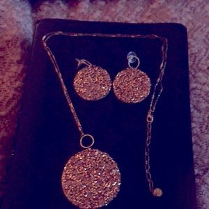 Gold Glitter Necklace and Earring Set